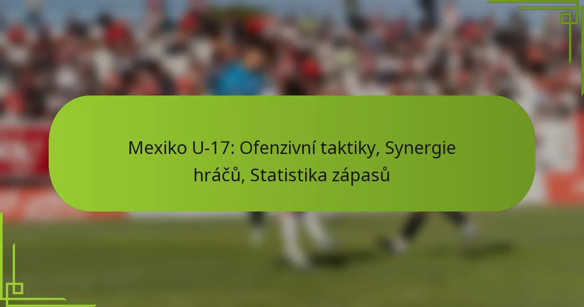 Mexiko U-17: Ofenzivní taktiky, Synergie hráčů, Statistika zápasů