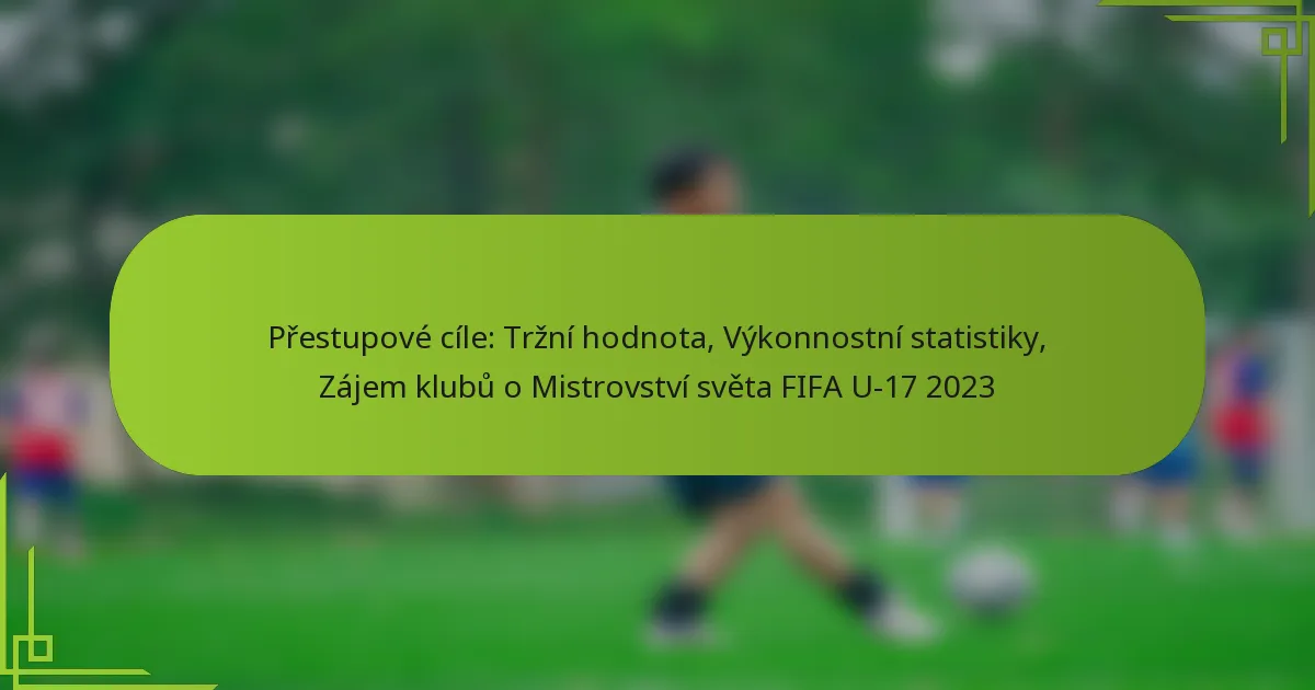 Přestupové cíle: Tržní hodnota, Výkonnostní statistiky, Zájem klubů o Mistrovství světa FIFA U-17 2023