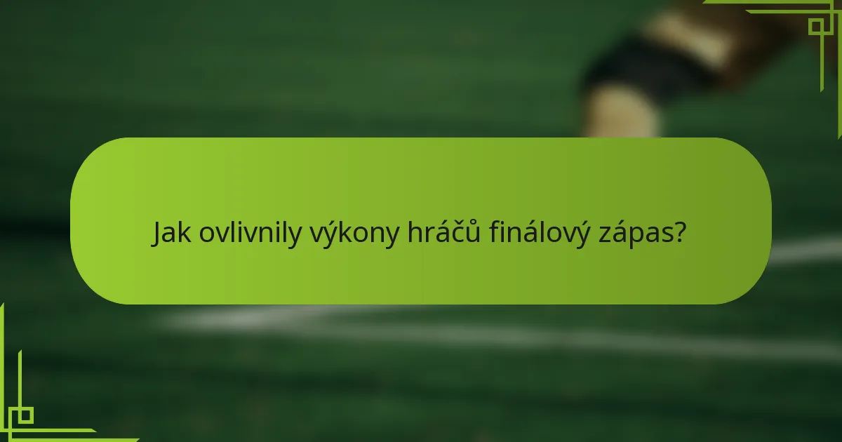 Jak ovlivnily výkony hráčů finálový zápas?