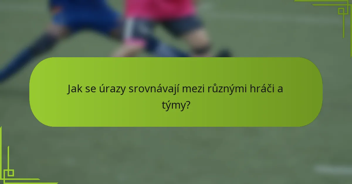 Jak se úrazy srovnávají mezi různými hráči a týmy?
