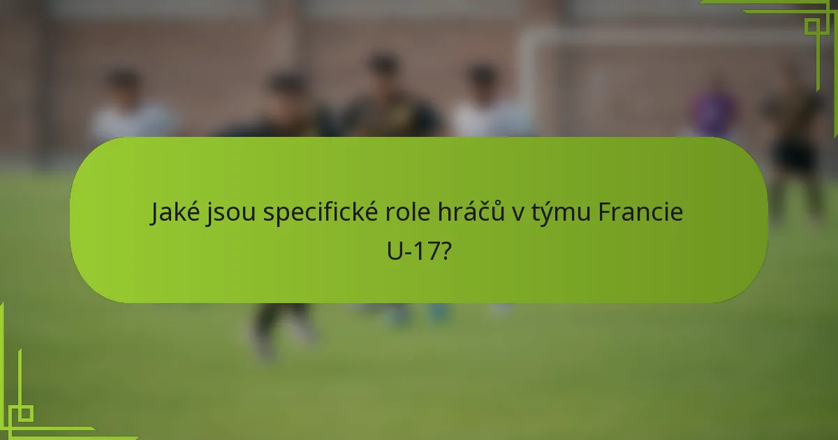 Jaké jsou specifické role hráčů v týmu Francie U-17?