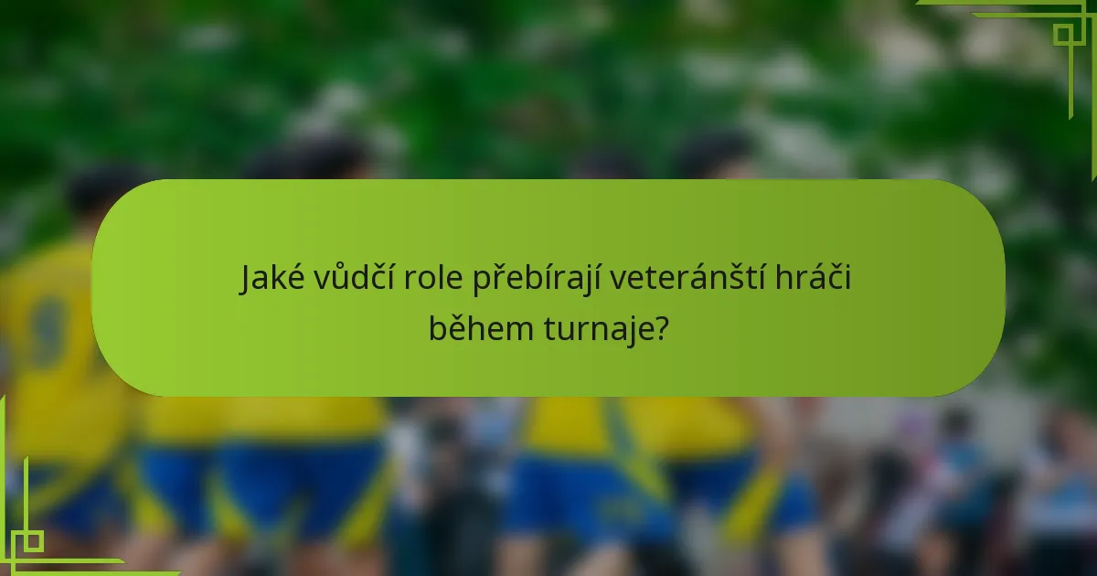Jaké vůdčí role přebírají veteránští hráči během turnaje?